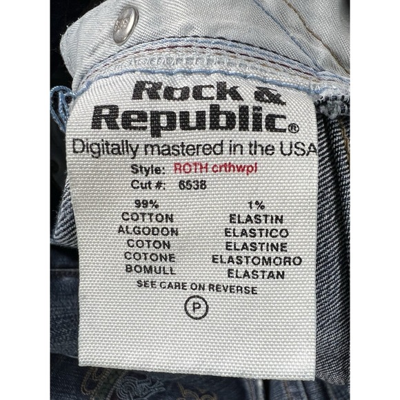 Rock & Republic Roth Flare Leg Blue Denim Jeans Med Wash Size 38x33 USA *picture - Picture 7 of 12
